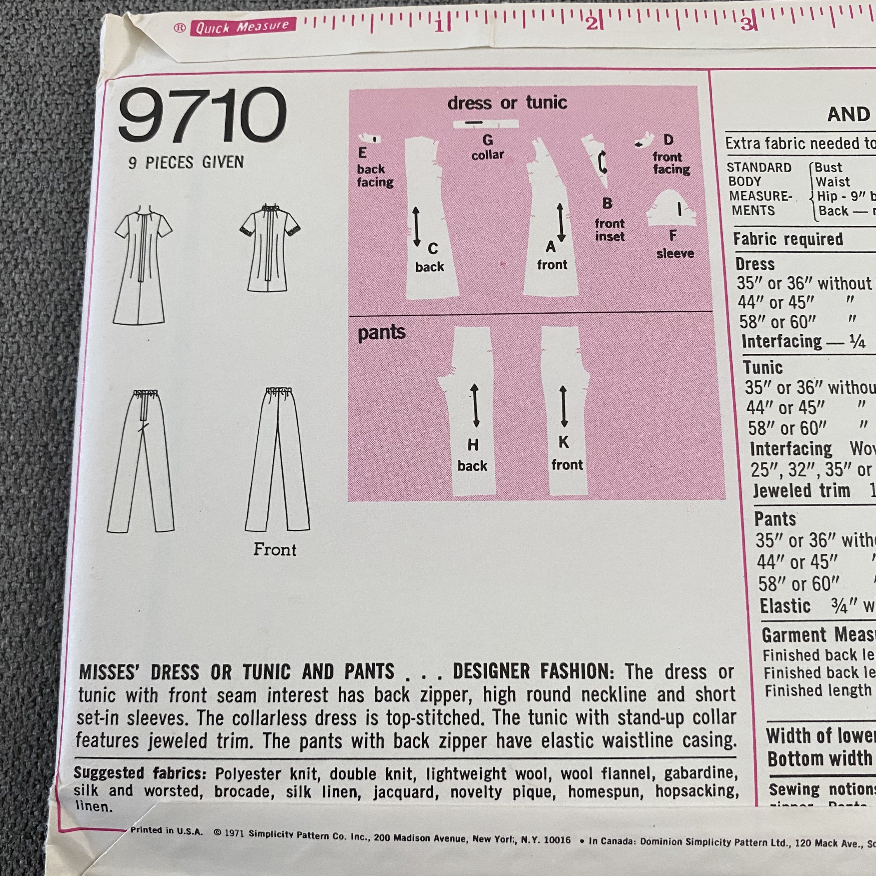 1970s Tunic and Dress Sewing Pattern, Simplicity 9710, Bust 38 Uncut - Etsy