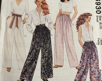McCalls 6930, Size 8 10, Misses 1990s Wide Legged Pants, Uncut Sewing Pattern