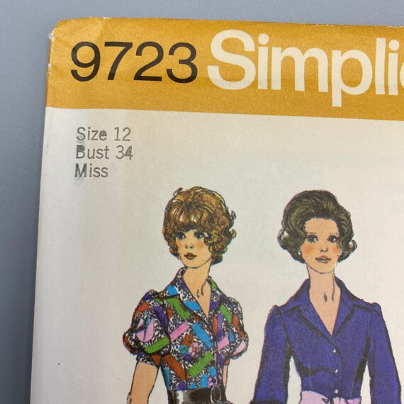 1970s Shirt Dress Sewing Pattern, Simplicity 9723, Bust 34 (uncut