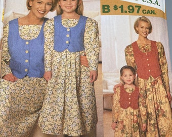 Simplicity 7769, Mother Daughter Dresses Sewing Pattern, Sizes XS-XL 3-8, Modest Dresses, Uncut