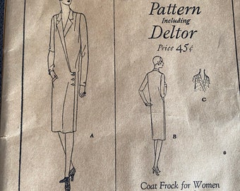Butterick 2186, 1920s Coat Frock Sewing Pattern, Bust 36, Flapper Dress Winter 1928