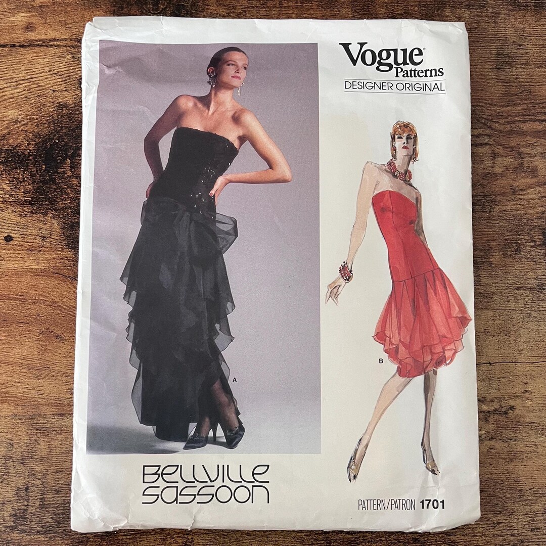 Vogue Ruffles Vogue 1701 Size 8 Bust 31.5 Bellville Sassoon Misses Sleeveless Formal ...