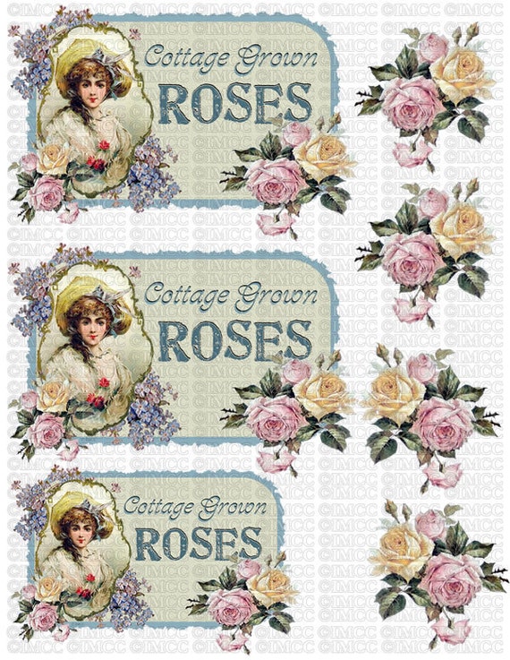 Digital Download Graphics Corset Yellow Pink Cottage Roses Etsy