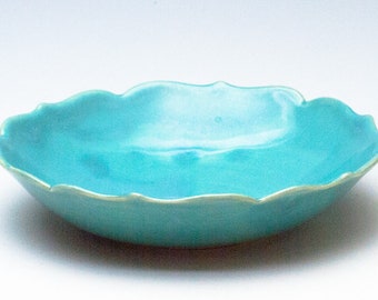 Small Aqua Green Lotus Bowl / Ceramic Bowl