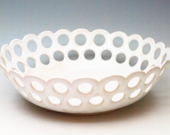 Bright White Lace Bowl/ Fruit Bowl/ Bread Bowl