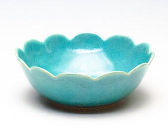 Aqua Blue Green Flower Bowl