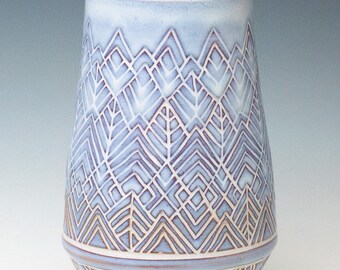 Burgundy White Pottery Vase / Ceramic Vase / Sgraffito Vase