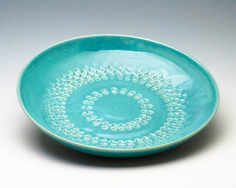 Aqua Ceramic Triangle Bowl/ Fruit Bowl/ Serving Bowl