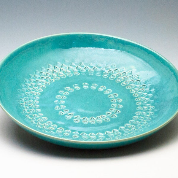 Aqua Ceramic Triangle Bowl/ Fruit Bowl/ Serving Bowl