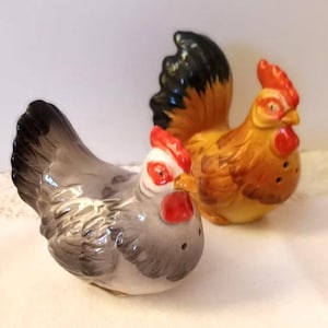 Adorable Hen and Rooster Salt and Pepper Shaker Set by Otagiri of Japan -  Perfect for Farmstead, Homestead, Country Kitchen Decor, More!