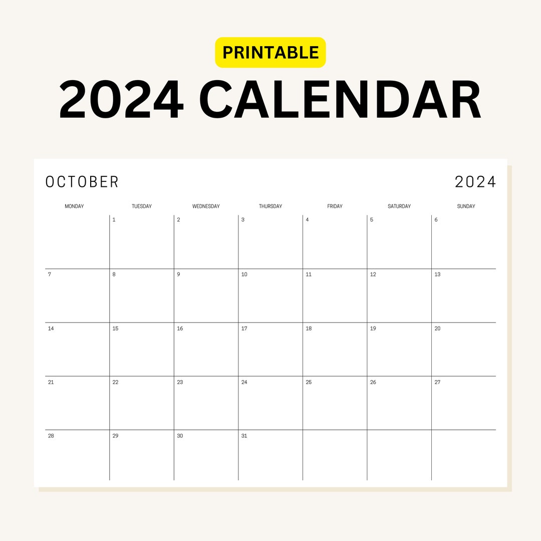Printable Calendar 2024 | Monthly Planner 2024 | A4, Letter, A3