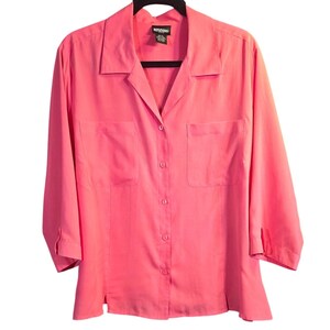 vtg PLUS 1x NOTATIONS melonrosa buttondown casual karriärtopp blusskjorta SILKE