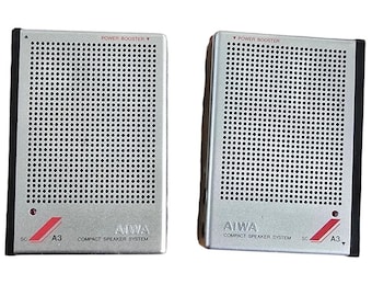 Aiwa SC-A3 Full Range Compact Speaker System Silver Portable Power Booster Japan