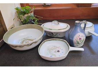Buchan Portobello Scotland Thistle Stoneware 4pc Casserole Bowl Saucepan pitcher