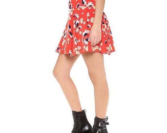 Vintage Juicy Couture Women's skirt 6 100% SILK melon blue yellow white floral