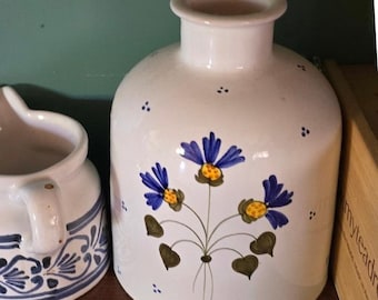 VTG Williams Sonoma Italy ceramic vase blue small jug white blue yellow green