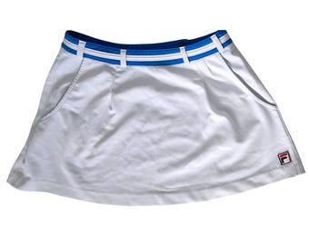 Fila White Tennis Skirt Blue Waistband Women's Athleisure Activewear