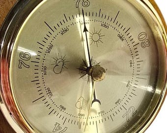 Vintage Holz Barometer Wanddekor Wetterstation Messing