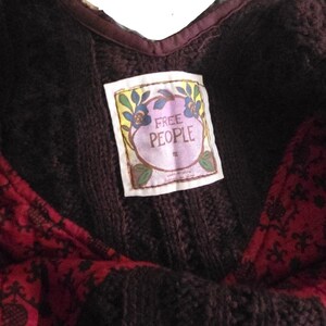 Free People Parker Wool Plaid Schoolgirl Mini Dress Sweater Tunic 12 Burgundy image 2