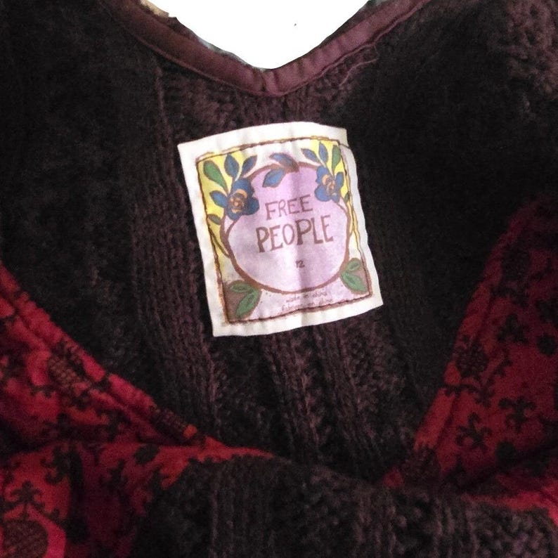 Free People Parker Wool Plaid Schoolgirl Mini Dress Sweater Tunic 12 Burgundy image 2