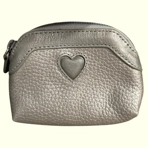 BRIGHTON pebbled leather metallic silver gray bronze travel coin earbud Rx bag image 2