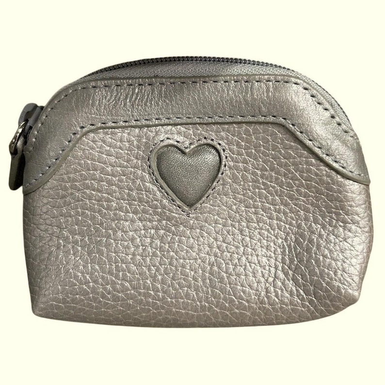 BRIGHTON pebbled leather metallic silver gray bronze travel coin earbud Rx bag image 2