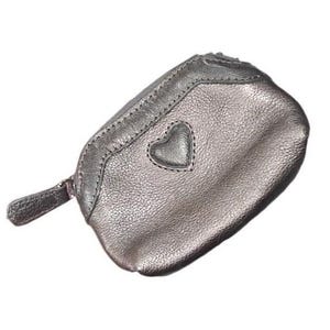 BRIGHTON pebbled leather metallic silver gray bronze travel coin earbud Rx bag image 1