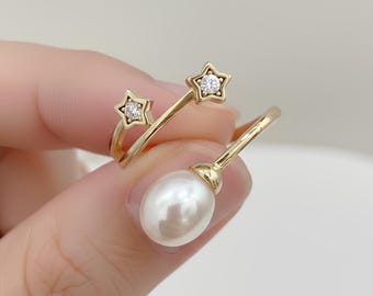 Freshwater Pearl Ring/Pearl Statement Ring/Celestial Ring/Bridal Pearl Ring/Wedding Jewelry Gift/Pearl Jewelry