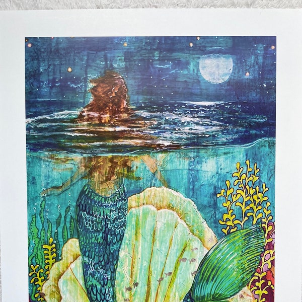 Night Watch, Mermaid print, Mermaid art, Mermaid painting, Whimsical mermaid, Mermaid artwork, Mermaid decor, Mermaid wall decor, Mermaid