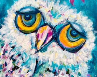 Betsy Blu,  Owl print, owl painting, owl art, owl artwork, owl wall hanging, owl decor, owl gifts, gift for mother, whimsical, home decor