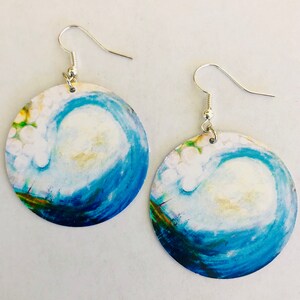 Abstract Wave Art Earrings: Lightweight Paper Jewelry image 2