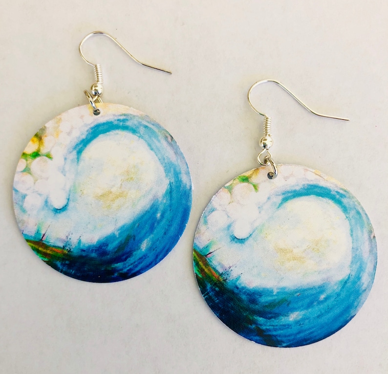 Abstract Wave Art Earrings: Lightweight Paper Jewelry image 2