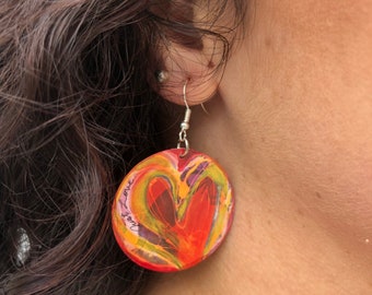 Abstract Heart Earrings: Colorful Paper Jewelry, Valentine's Gift