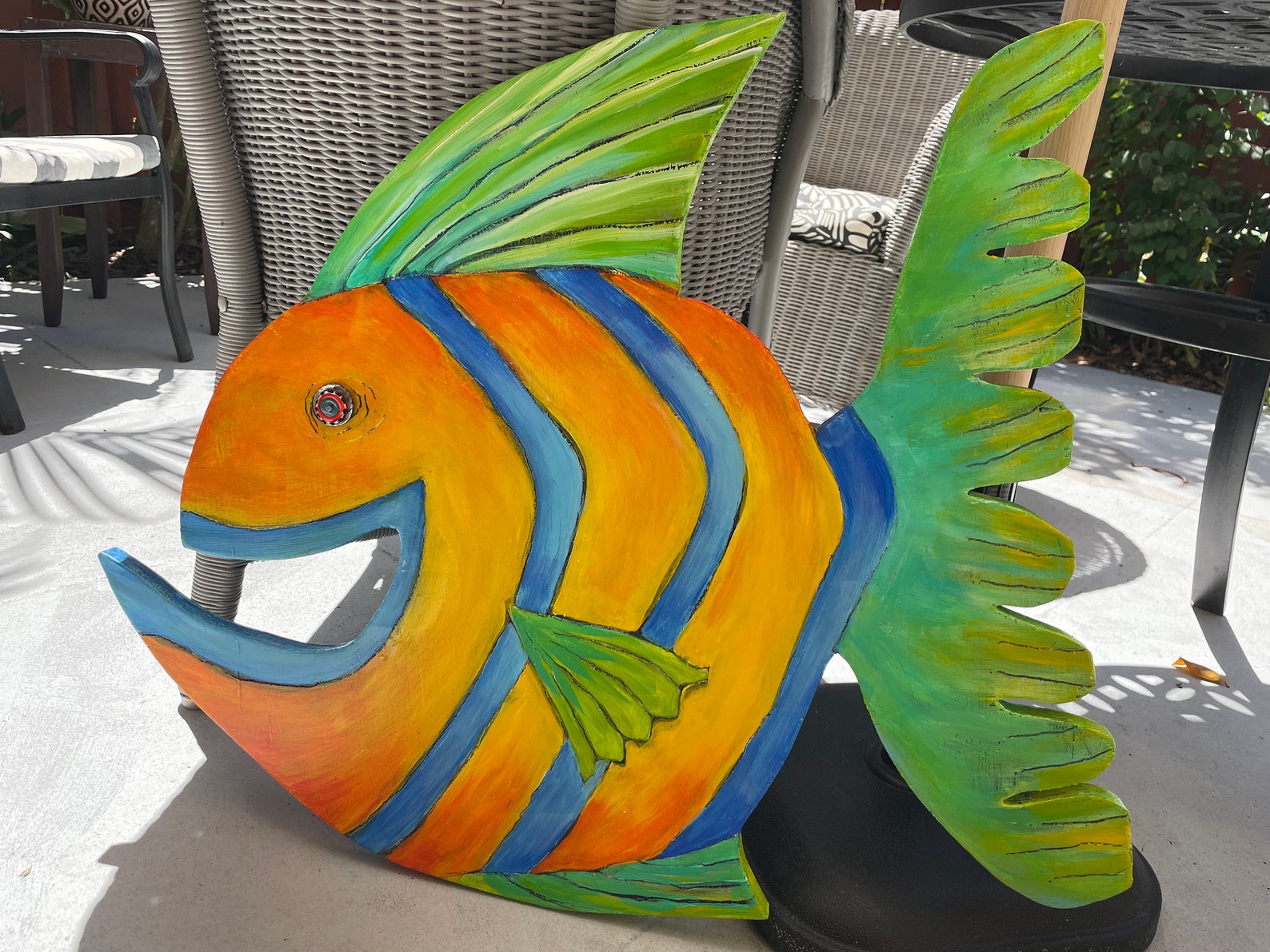 Painted Wooden Fish Wall Decor Fish Art Wooden Fish Etsy