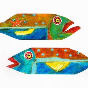 Tropical wall art, painted wooden fish, beach wall decor, wooden fish, fishing ,fish art, island art, wood fish, colorful wooden fish,