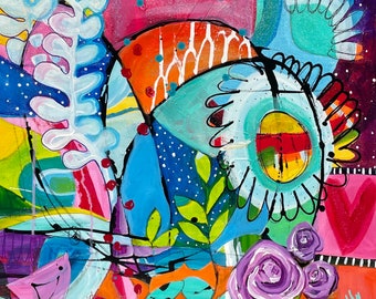 Dancing in the Moonlight, abstract painting, colorful abstract painting, home decor, abstract art, colorful abstract, colorful print,