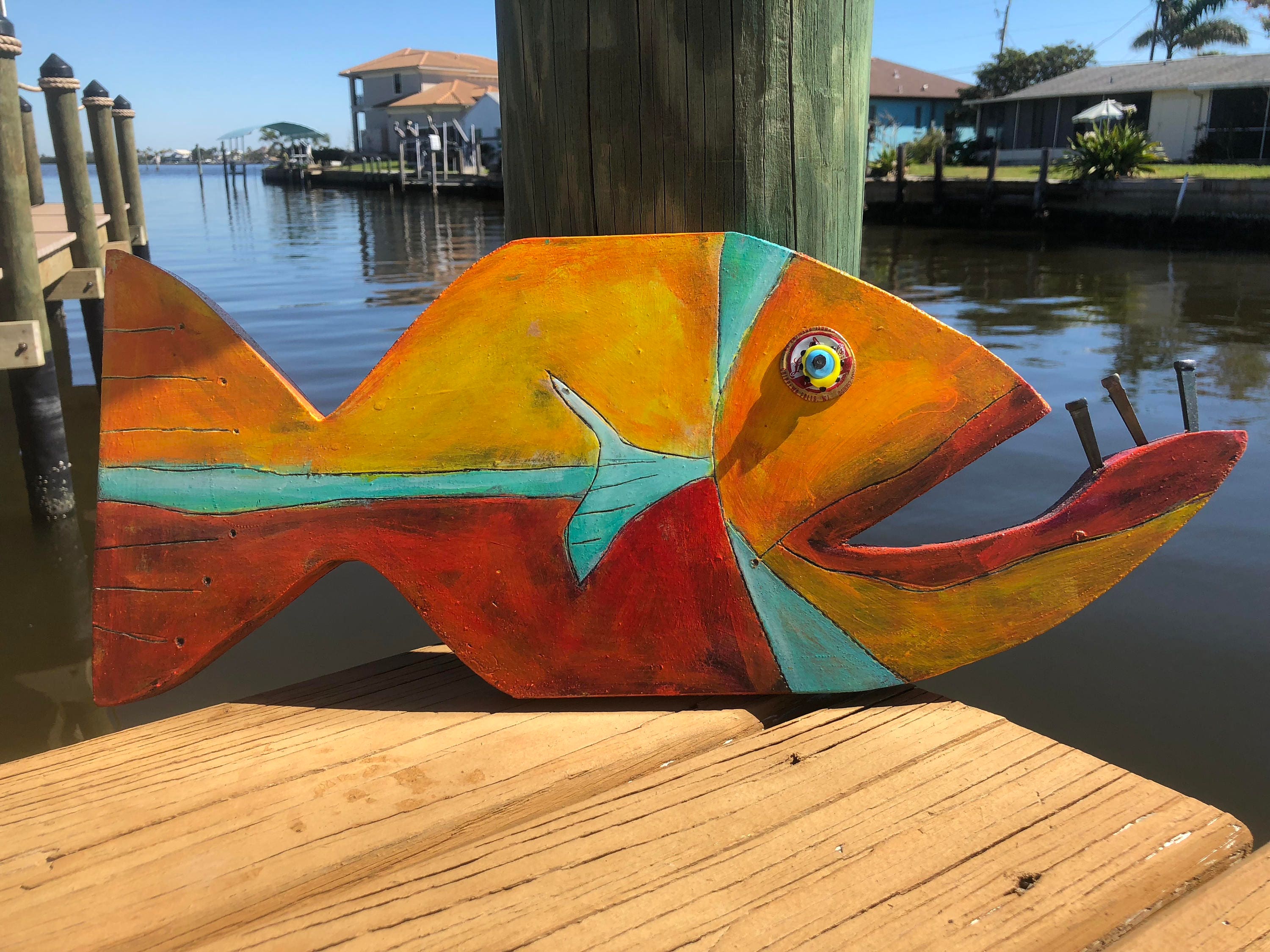 Decorazione Murale In Legno Pesce - Stile Mediterraneo Marino, 30 Cm, Artigianato Logbuch-Verlag, Regalo Idea Per Amanti Del Mare
