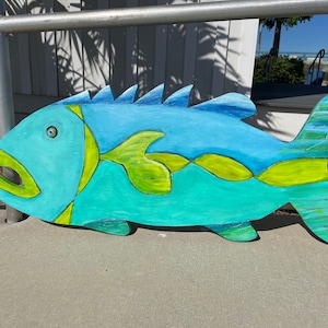 Fish wall hanging, nautical fish decor, wooden fish, Painted fish, Gift for fisherman, Fish art, wooden fish, fish wall decor, coastal decor