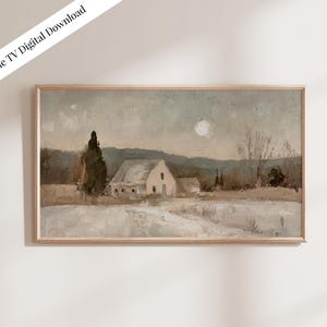 Winter Neutral Frame TV Art - Moon to mark the seasons, Digital download, Christian art, landscape, nativity image 1