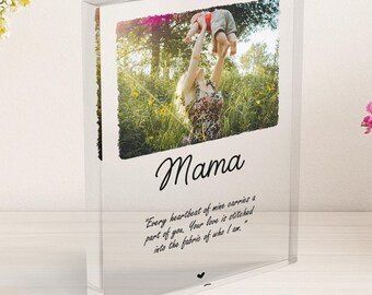 Personalized Birthday Gift For Mom From Daughter, Custom Photo Acrylic Plaque, Mother's Day & Christmas Gifts For Mom