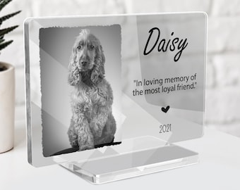 Placa fotográfica personalizada para memorial de animal de estimação: lembrança de acrílico