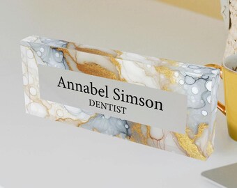 Aangepaste acryl naamplaat voor bureau plaque, helderglazen plaat, afstudeercadeau, kantoorinrichting leraar cadeau manager uitvoerend cadeau
