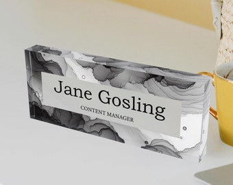 Name Desk Plate, Personalized Desk Plaque, Acrylic Name Plate for Desk, Custom Name Plate, Professional Gift, Graduation, New Job, Promotion