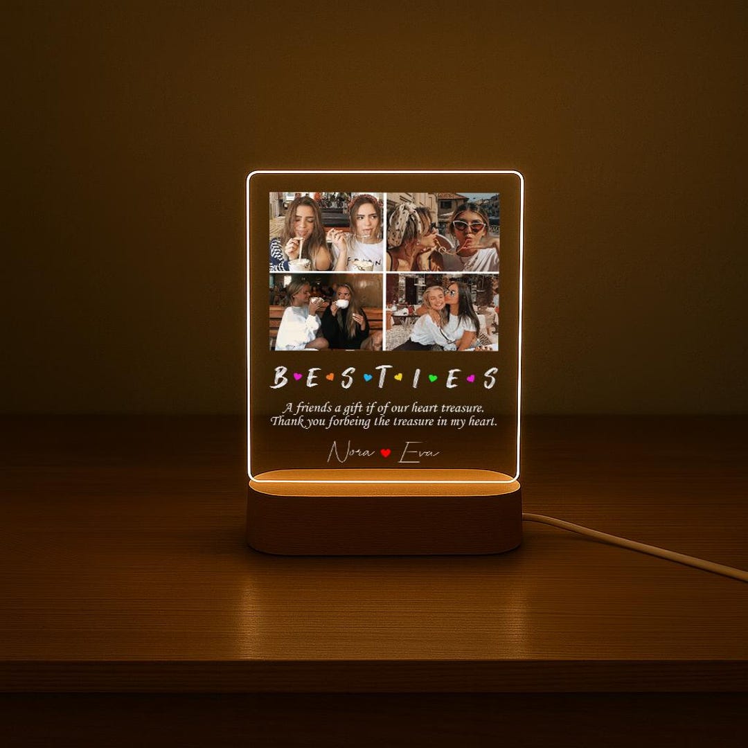 Personalized Best Friends LED Acrylic Night Light | Custom Photo Gift ...