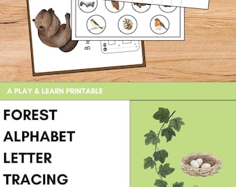 Alphabet Tracing Activity Book | Early Literacy Worksheets | Woodland Alphabet Puzzles | ABC Workbook