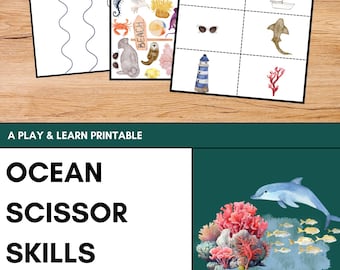Ocean Scissor Skills Worksheets | Cutting Practice for Kids | Fine Motor Skill Activity | Learn About Ocean