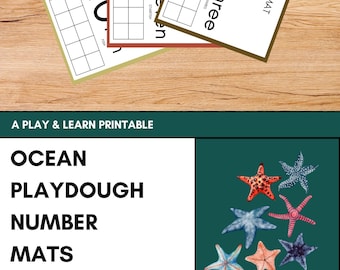 Ocean Playdough Number Mats | Marine & Math Learning Activity | Montessori Playdough Worksheets | Sea Theme