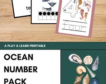 Ocean Number Activities Printable, Preschool Math Numbers 1-10, Counting Tracing Matching Center (Digital Download)