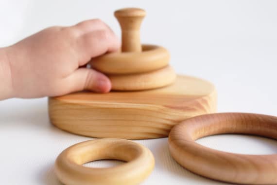 natural wooden stacking rings