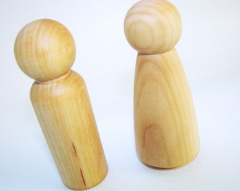 My Big Little People, Traditional wooden peg people, Unfinished Peg Dolls, Natural Peg Dolls - Montessori and Waldorf Inspired Pretend Play